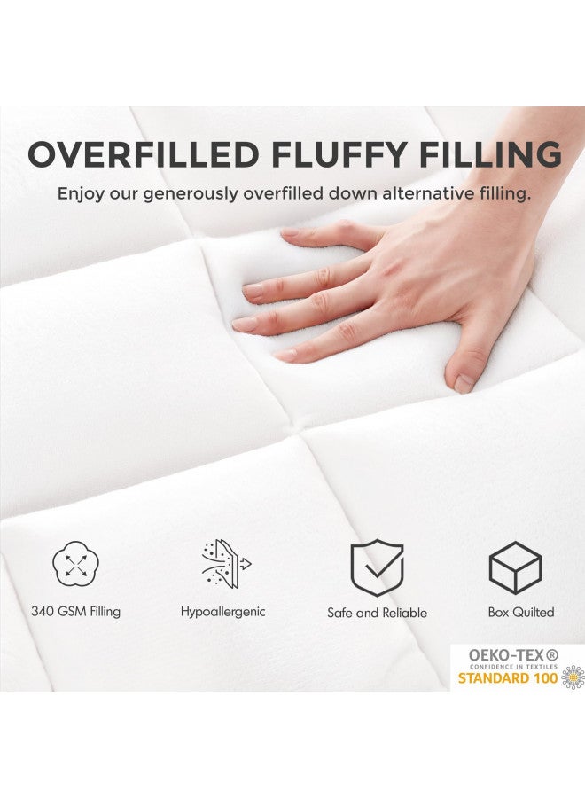 Madison Park Twin Mattress Protector, Cloud Soft Plush Bed Cover Twin Size Mattress Pad, Waterproof Twin Mattress Cover, Fitted Pocket Fits Up to 18 Inch, Machine Washable, White Twin