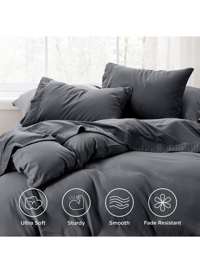 Bedsure Queen Sheets Grey - Soft 1800 Sheets for Queen Size Bed, 4 Pieces Hotel Luxury Queen Sheet Set, Easy Care Polyester Microfiber Cooling Bed Sheet Set