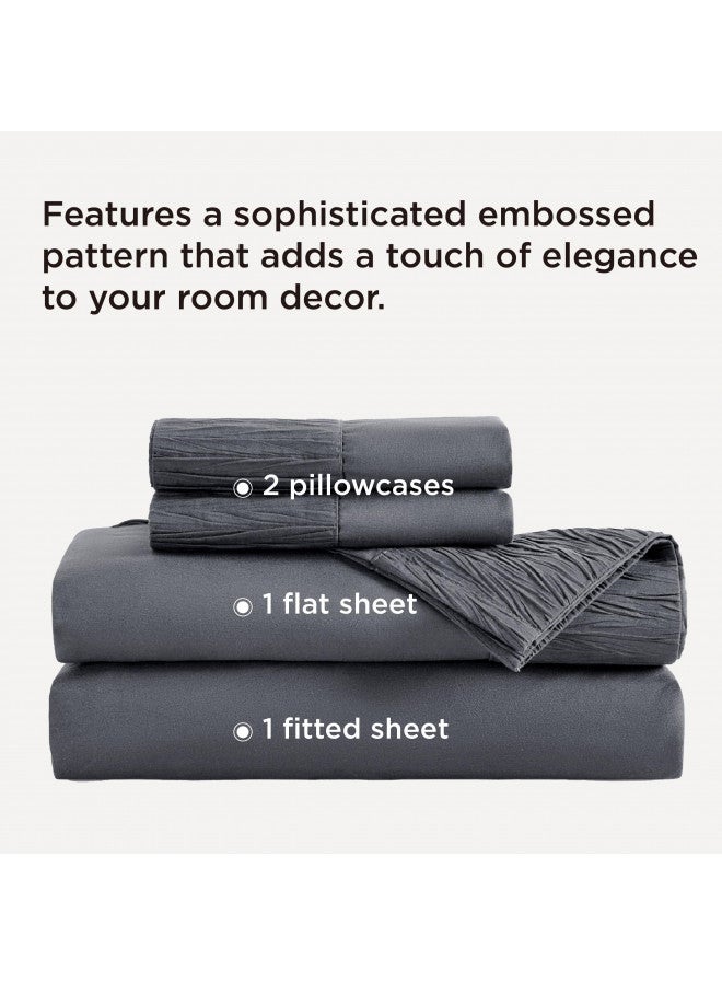 Bedsure Queen Sheets Grey - Soft 1800 Sheets for Queen Size Bed, 4 Pieces Hotel Luxury Queen Sheet Set, Easy Care Polyester Microfiber Cooling Bed Sheet Set