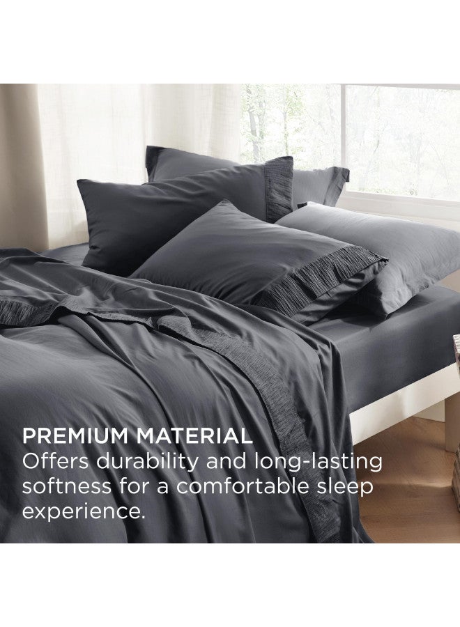 Bedsure Queen Sheets Grey - Soft 1800 Sheets for Queen Size Bed, 4 Pieces Hotel Luxury Queen Sheet Set, Easy Care Polyester Microfiber Cooling Bed Sheet Set