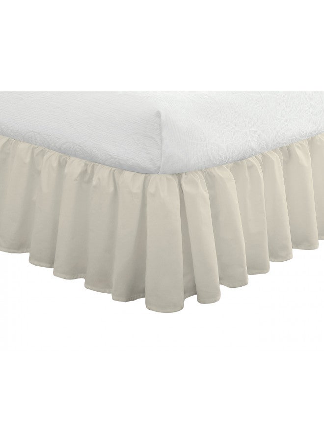 FRESH IDEAS Bedding Ruffled Bedskirt, Classic 14 drop length, Gathered Styling, Queen, Ivory (FRE30114IVOR03)