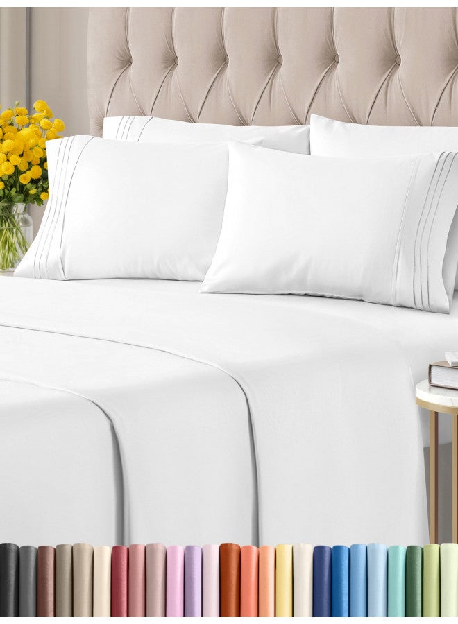 King Size Sheet Set - 6 Piece Set - Hotel Luxury Bed Sheets - Extra Soft - Deep Pockets - Easy Fit - Breathable & Cooling Sheets - Wrinkle Free - Comfy - White Bed Sheets - Kings Sheets -6 PC