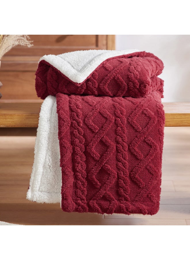 Bedsure Sherpa Blanket Twin Size - Twin Blanket Fuzzy Soft Cozy Throw for Couch, Fleece Thick Warm Blanket for Winter, Red, 60x80 Inches