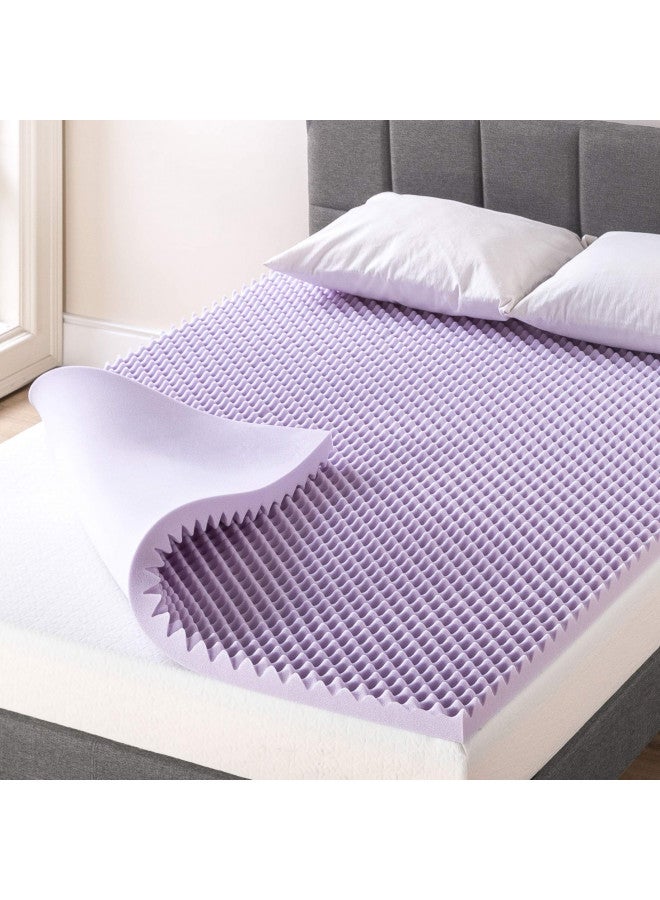 Best Price Mattress 2 Inch Egg Crate Memory Foam Mattress Topper with Soothing Lavender Infusion, CertiPUR-US Certified, Twin