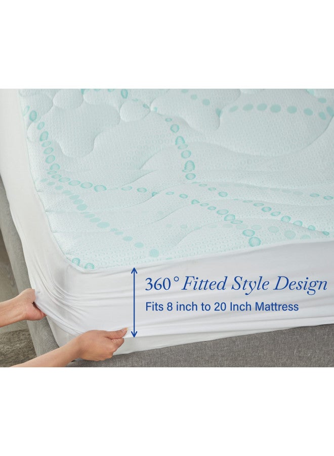 California Design Den Mattress Pads Queen Size, 3-Zone Cooling Soft Non-Slip Quilted Mattress Pad Queen Size, Deep Pocket Fits 8-20 Inch Mattress