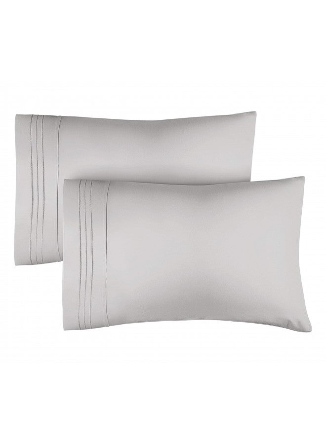 King Size Pillow Cases Set of 2 - Soft, Premium Quality Pillowcase Covers - Machine Washable Protectors - 20x40, 20x36 & 20x48 Pillows for Sleeping 2 Piece -King Size Light Grey Pillow Cover Bedding