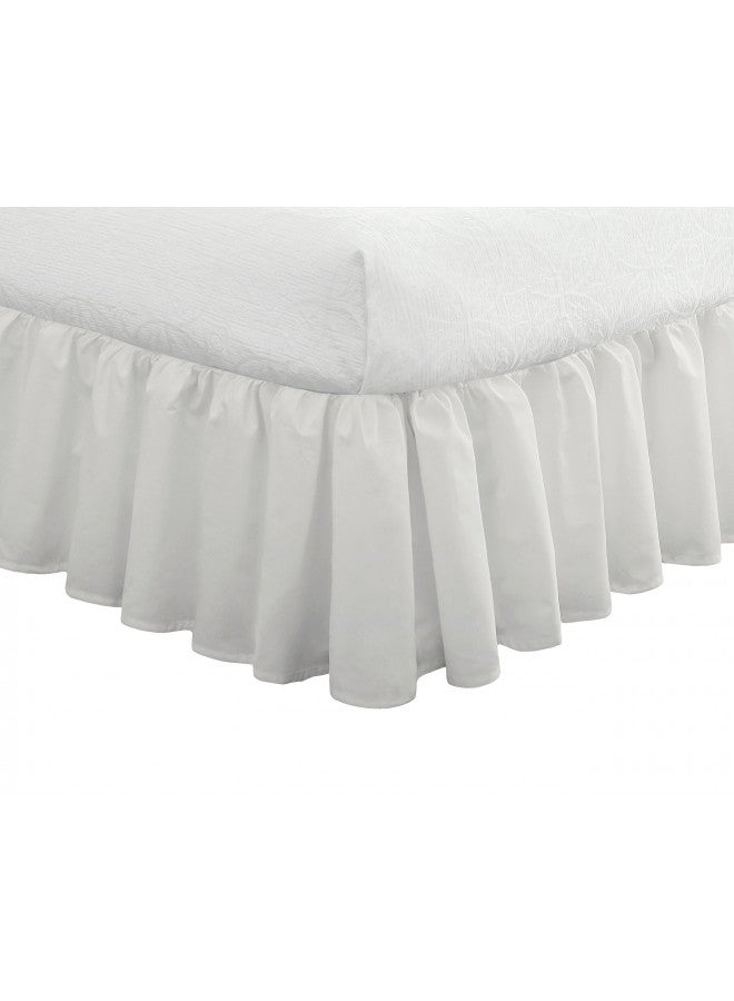 FRESH IDEAS Ideas Bedding Ruffled Bed Skirt, Classic 14 Drop Length, Gathered Styling, King, White FRE30114WHIT04