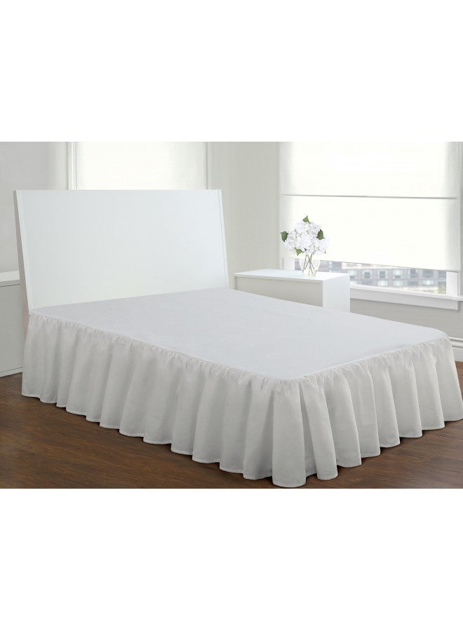 FRESH IDEAS Ideas Bedding Ruffled Bed Skirt, Classic 14 Drop Length, Gathered Styling, King, White FRE30114WHIT04
