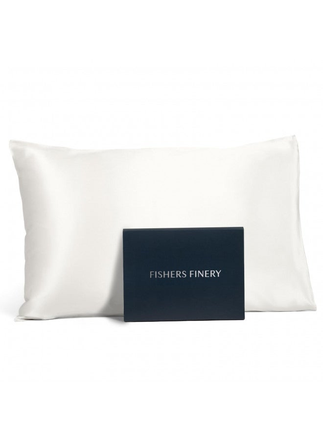 Fishers Finery 25mm 100% Pure Mulberry Silk Pillowcase, Good Housekeeping Winner (White, Queen)