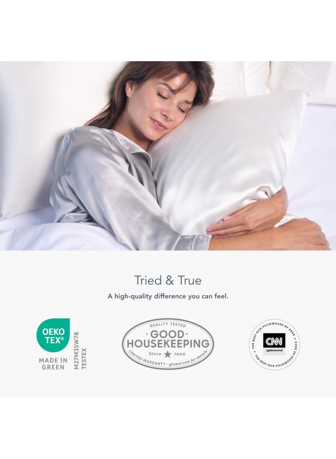 Fishers Finery 25mm 100% Pure Mulberry Silk Pillowcase, Good Housekeeping Winner (White, Queen)