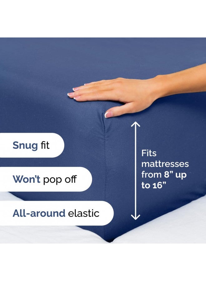 Queen 6 Piece Sheet Set - Breathable & Cooling Bed Sheets - Hotel Luxury Bed Sheets for Women, Men, Kids & Teens - Bedding w/ Deep Pockets & Easy Fit - Soft & Wrinkle Free - Queen Navy Blue Sheets