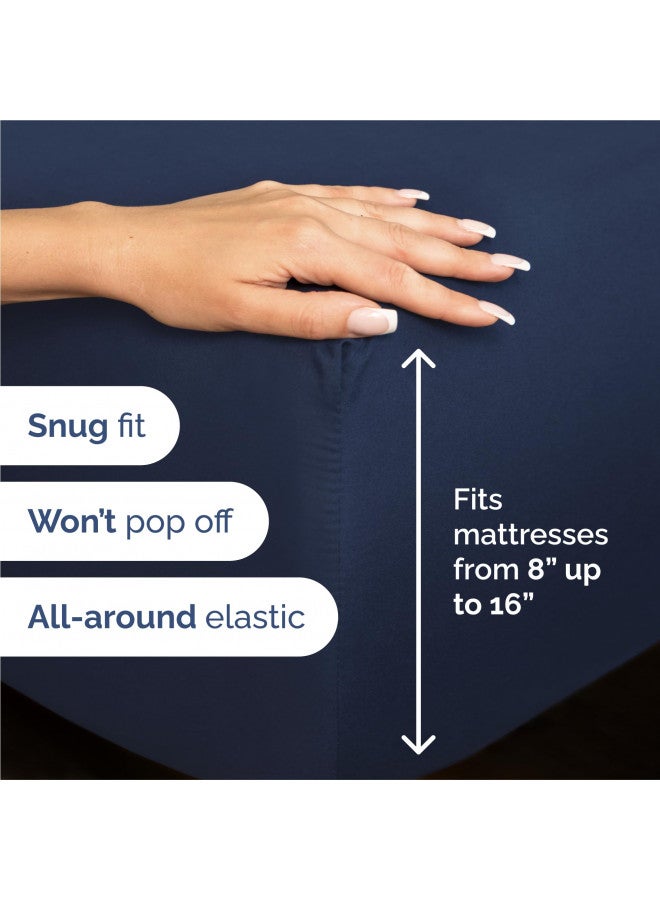 King Size Sheet Set - Breathable & Cooling - Hotel Luxury Bed Sheets - Extra Soft - Deep Pockets - Easy Fit - 4 Piece Set - Wrinkle Free - Comfy Navy Blue, Royal Sheets 4 PC