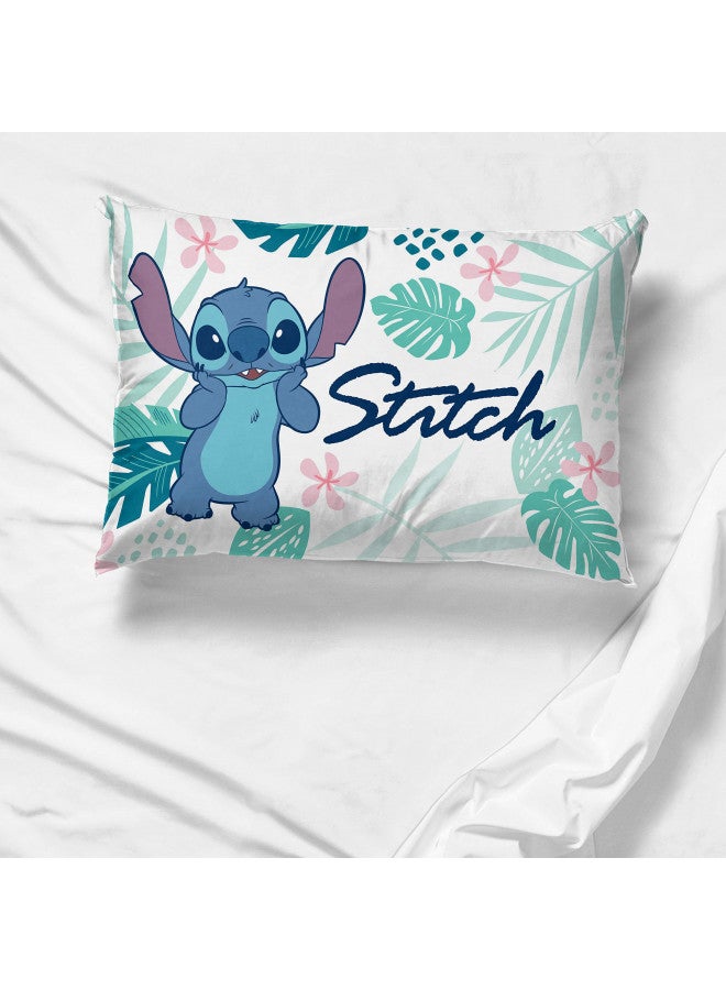 Jay Franco Disney Lilo & Stitch Misty Palm 1 Pack Pillowcase - Double-Sided Kids Super Soft Bedding