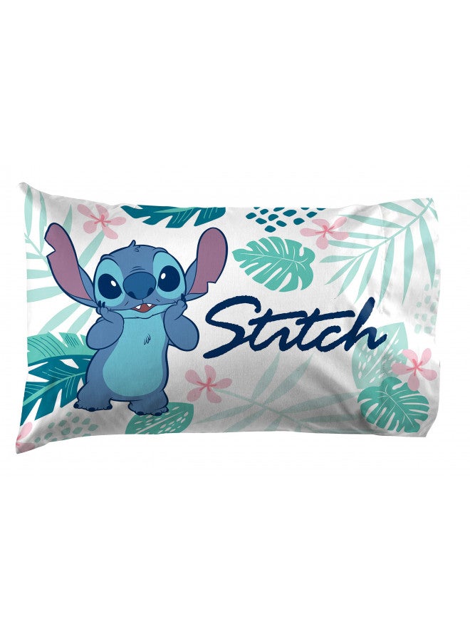 Jay Franco Disney Lilo & Stitch Misty Palm 1 Pack Pillowcase - Double-Sided Kids Super Soft Bedding