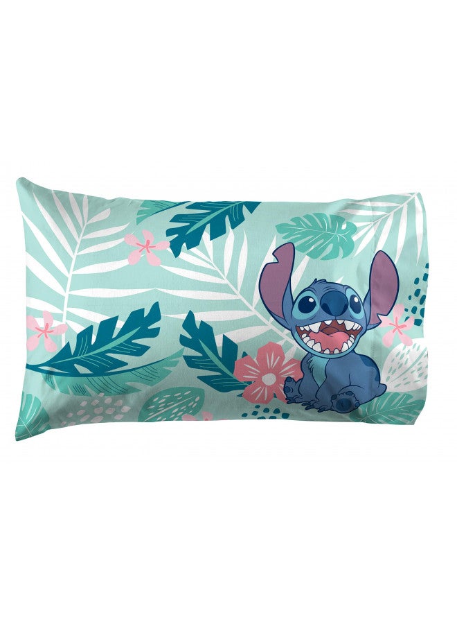 Jay Franco Disney Lilo & Stitch Misty Palm 1 Pack Pillowcase - Double-Sided Kids Super Soft Bedding