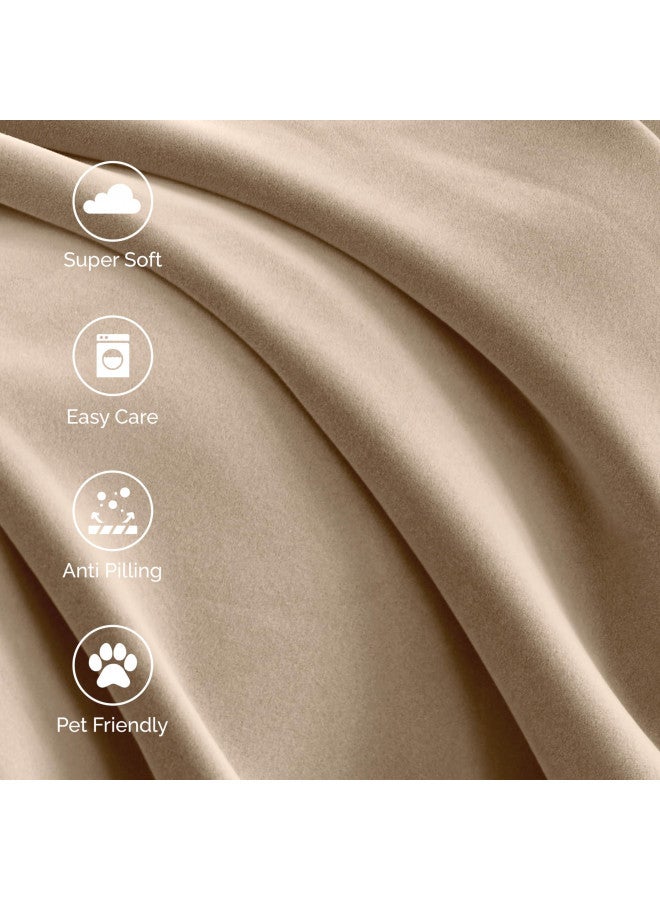 Vellux 1B07049 Original Insulating Core Hotel Style Solid blanket Machine Washable Soft Cozy Warm Pet Friendly Bed Sofa Blankets, Twin, Beige