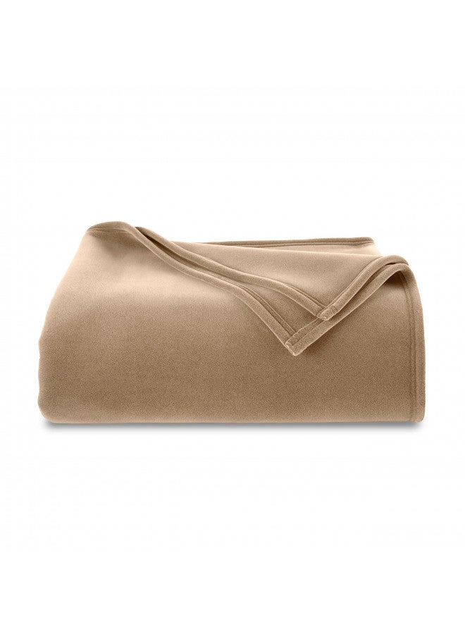 Vellux 1B07049 Original Insulating Core Hotel Style Solid blanket Machine Washable Soft Cozy Warm Pet Friendly Bed Sofa Blankets, Twin, Beige