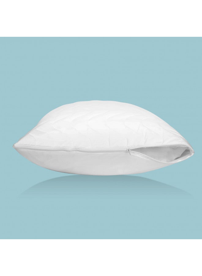 Mediflow Quilted Pillow Protector: Get Zippered Protection from dust and allergens and add a Layer of Luxury and Comfort to Any Pillow White 1'8