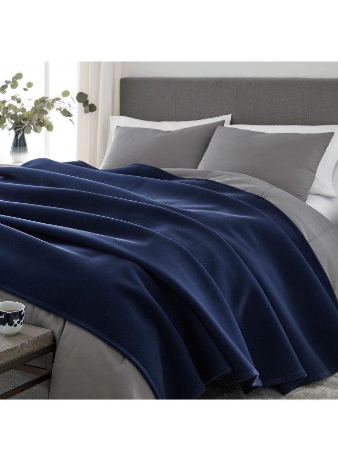 Vellux 1B07054 Original Insulating Core Hotel Style Solid blanket Machine Washable Soft Cozy Warm Thermal Durable Pet Friendly All Seasons Layering Bed Sofa Blankets Navy Blue, Twin, Blue