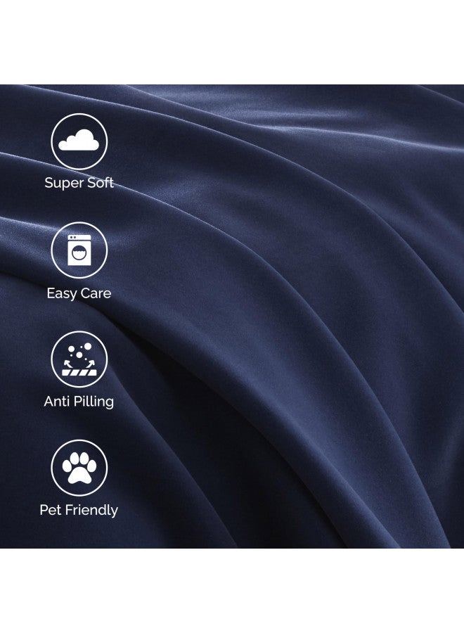 Vellux 1B07054 Original Insulating Core Hotel Style Solid blanket Machine Washable Soft Cozy Warm Thermal Durable Pet Friendly All Seasons Layering Bed Sofa Blankets Navy Blue, Twin, Blue