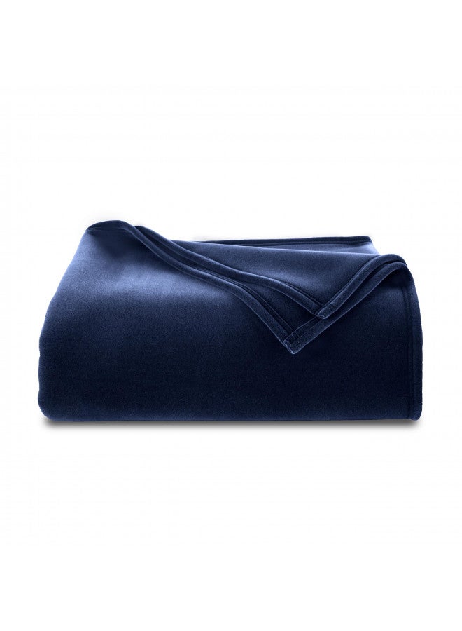 Vellux 1B07054 Original Insulating Core Hotel Style Solid blanket Machine Washable Soft Cozy Warm Thermal Durable Pet Friendly All Seasons Layering Bed Sofa Blankets Navy Blue, Twin, Blue