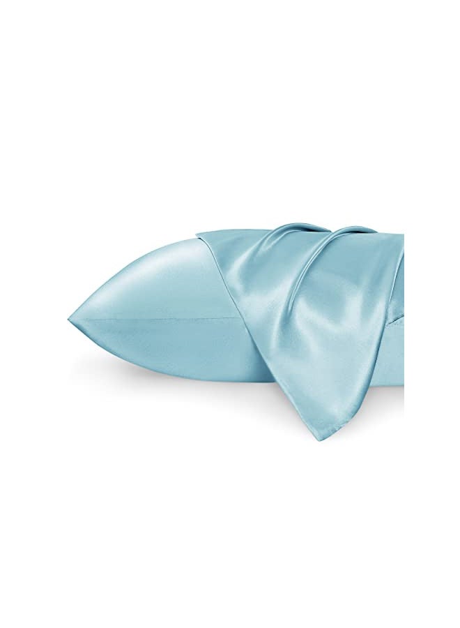 Bedsure King Size Satin Pillowcase Set of 2 - Light Blue Silky Pillow Cases for Hair and Skin 20x40 Inches, Pillow Covers with Envelope Closure, Similar to Silk Pillow Cases, Gifts for Women Men