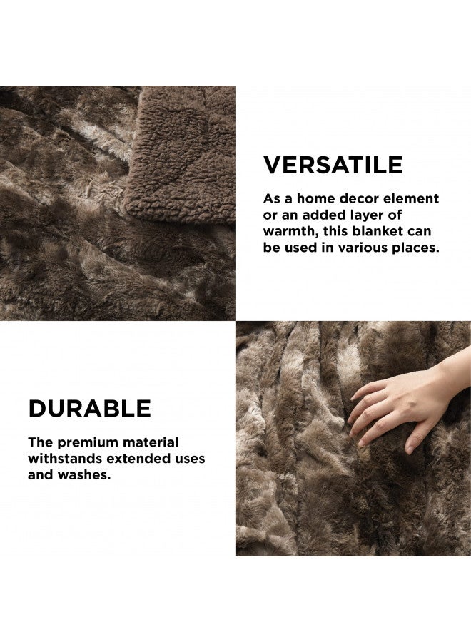 Bedsure Fuzzy Blanket for Couch - Brown, Soft and Comfy Sherpa, Plush and Furry Faux Fur, Reversible Throw Blankets for Sofa and Bed, 50x60 Inches