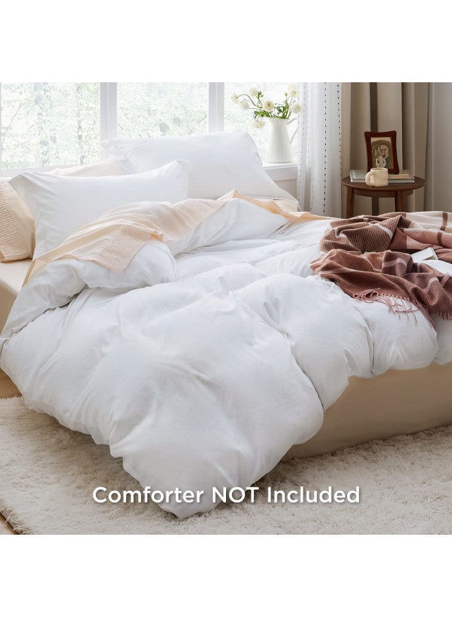 Bedsure White Oversized King Duvet Cover - Soft Prewashed Oversized King Duvet Cover Set, 3 Pieces, 1 Duvet Cover 120x98 Inches with Zipper Closure and 2 Pillow Shams, Comforter Not Included