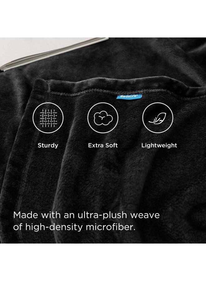 Bedsure Fleece Blanket Twin Blanket Black - 300GSM Soft Lightweight Plush Cozy Twin Blankets for Bed, Sofa, Couch, Travel, Camping, 60x80 inches