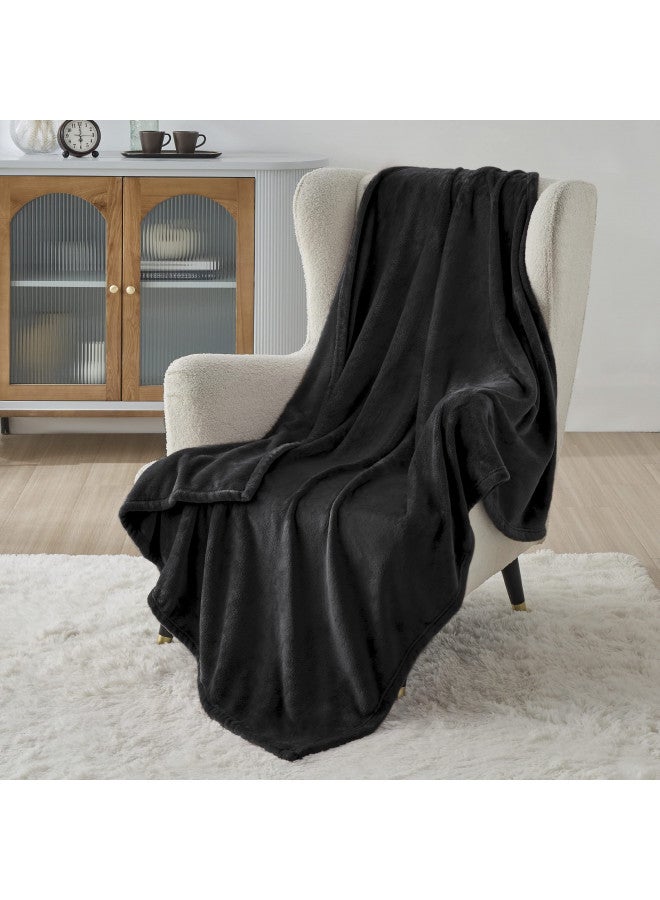 Bedsure Fleece Blanket Twin Blanket Black - 300GSM Soft Lightweight Plush Cozy Twin Blankets for Bed, Sofa, Couch, Travel, Camping, 60x80 inches