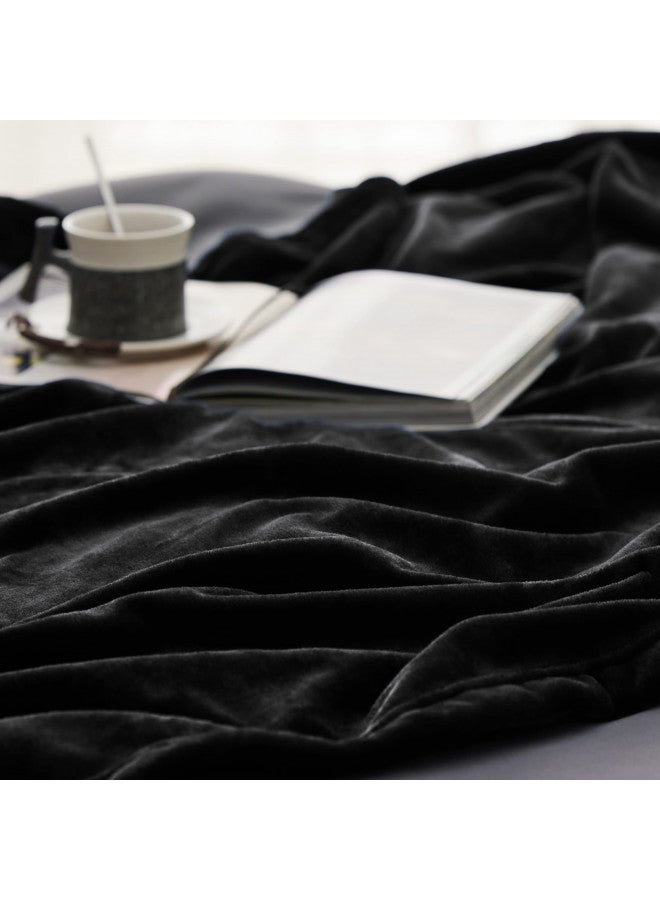 Bedsure Fleece Blanket Twin Blanket Black - 300GSM Soft Lightweight Plush Cozy Twin Blankets for Bed, Sofa, Couch, Travel, Camping, 60x80 inches