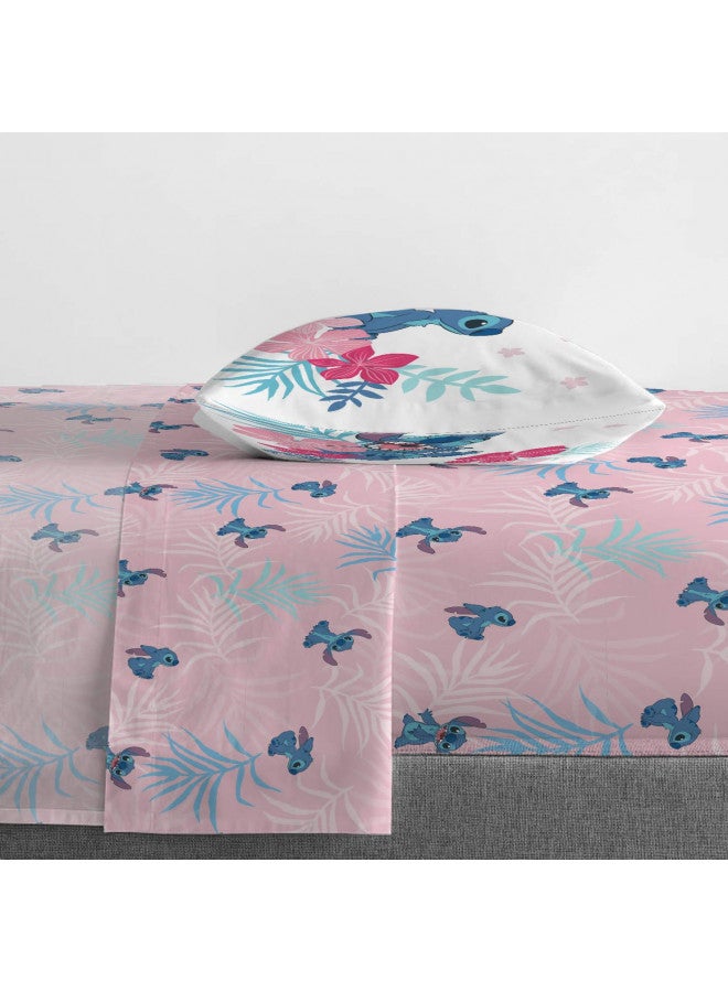 Disney Lilo & Stitch Paradise Dream 4 Piece Twin Bed Set - Includes Reversible Comforter & Sheet Set Bedding - Super Soft Fade Resistant Microfiber (Official Disney Product)