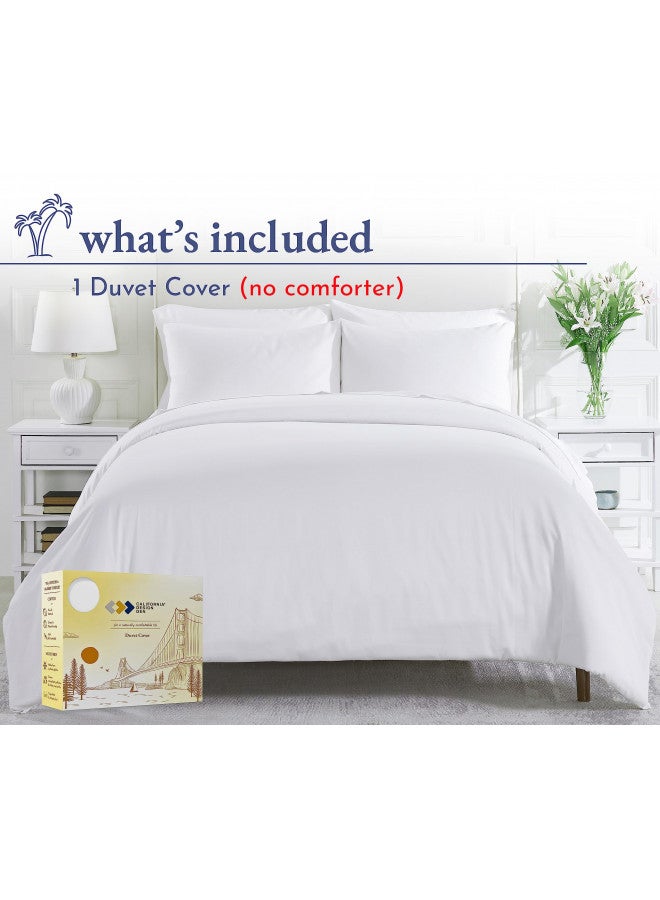 California Design Den King Size Duvet Cover Only, Premium 400 Thread Count 100% Cotton Sateen, Hotel Quality, Soft Sateen Weave Comforter Cover, Button Closure & Corner Ties (1 Pc, White, King)