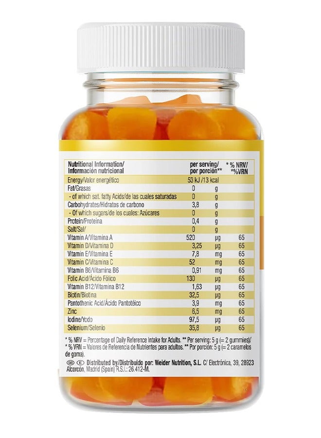 Multivit 80 Gummies Orange-Lemon 9 Vitamins And 3 Minerals, Sugar Free, Gluten free Essential Vitamins And Minerals for Immune Support