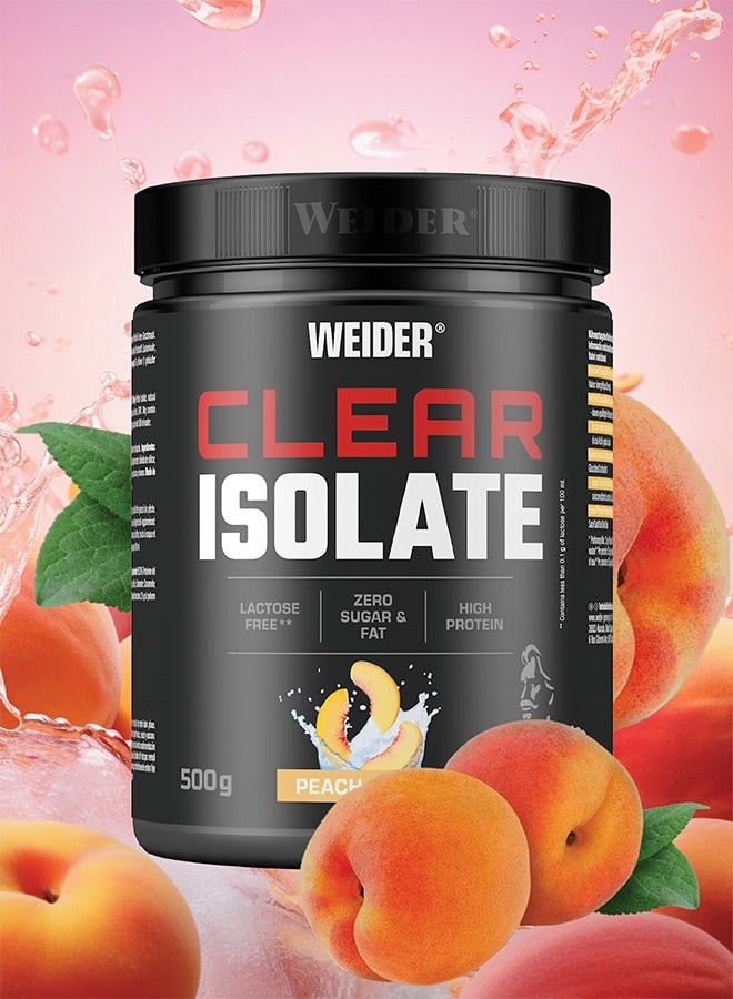 Clear Isolate 500g, Peach Ice Tea, Lactose Free - Zero Sugar And Fat - High Protein Refreshing Drink