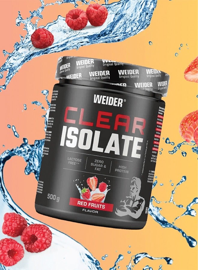 Clear Isolate 500g, Red Fruits, Lactose Free - Zero Sugar & Fat - High Protein Refreshing Drink