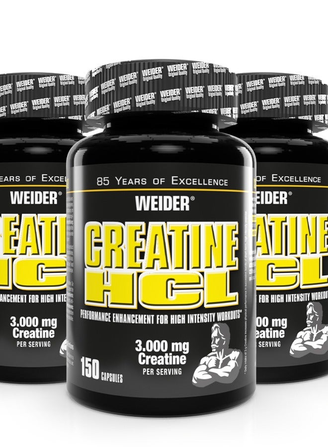 Creatine HCL Performance Enhancement For High Intensity Workout, 3.000mg Creatine Per servings - 150 Capsules