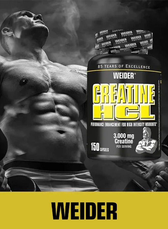 Creatine HCL Performance Enhancement For High Intensity Workout, 3.000mg Creatine Per servings - 150 Capsules