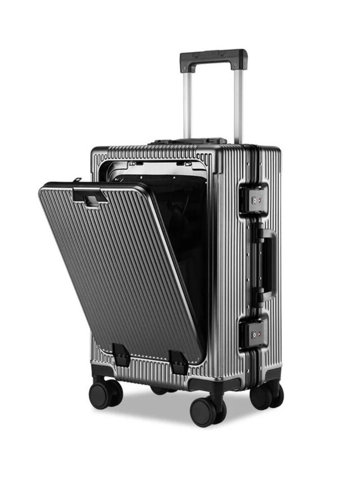 ZAAPPY Versatile 20 Inch Cabin Size Aluminum Frame Luggage with USB Charging Port, Front Opening Compartment, TSA Lock, Airline Approved Carry On Hardside Suitcase with 360 Degree Spinner Wheels