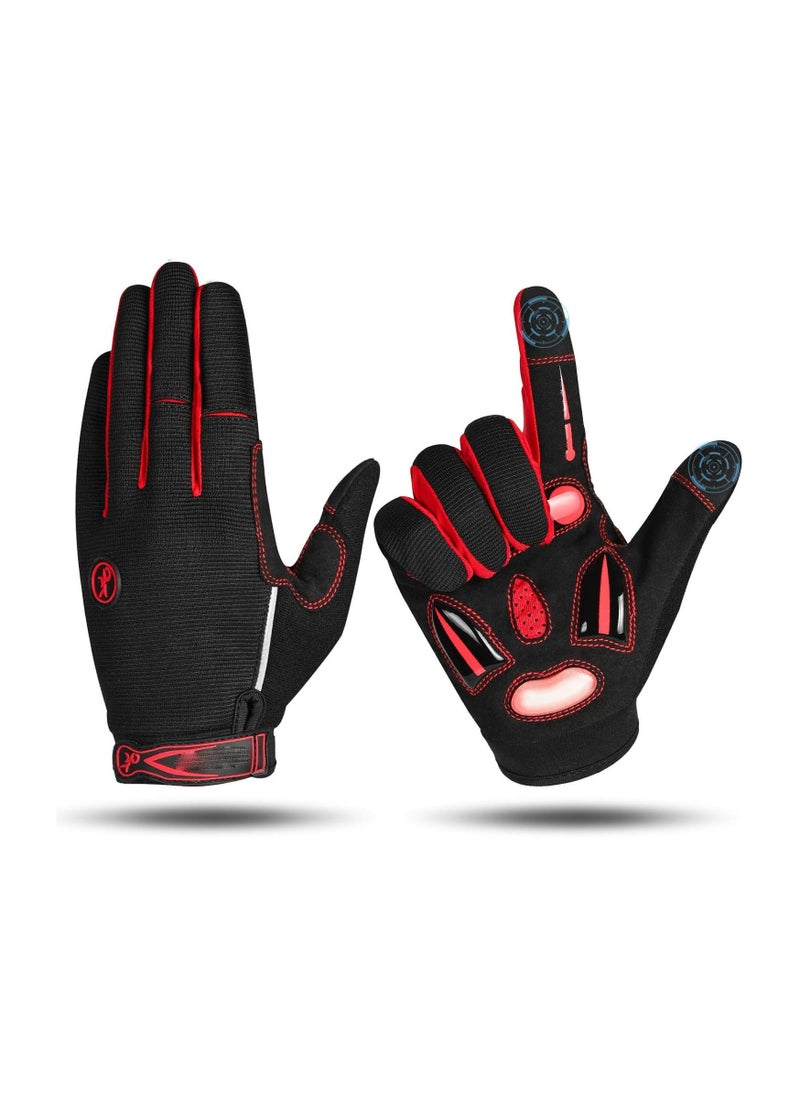 Full Finger Mountain Bike Gloves for Men and Women, 5MM SBR + Liquid Gel Padded, Anti-Slip Shock-Absorbing Touchscreen Cycling Gloves, Ideal for MTB Riding.