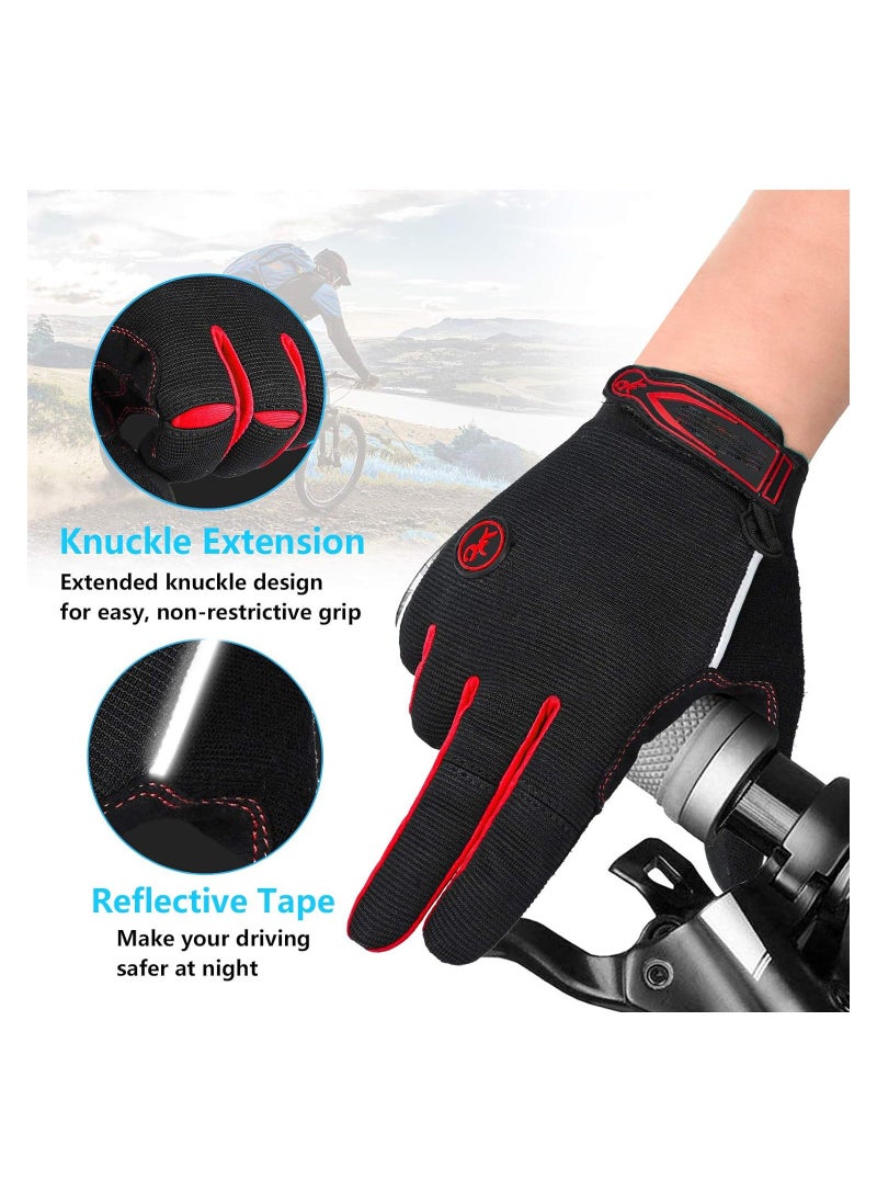 Full Finger Mountain Bike Gloves for Men and Women, 5MM SBR + Liquid Gel Padded, Anti-Slip Shock-Absorbing Touchscreen Cycling Gloves, Ideal for MTB Riding.