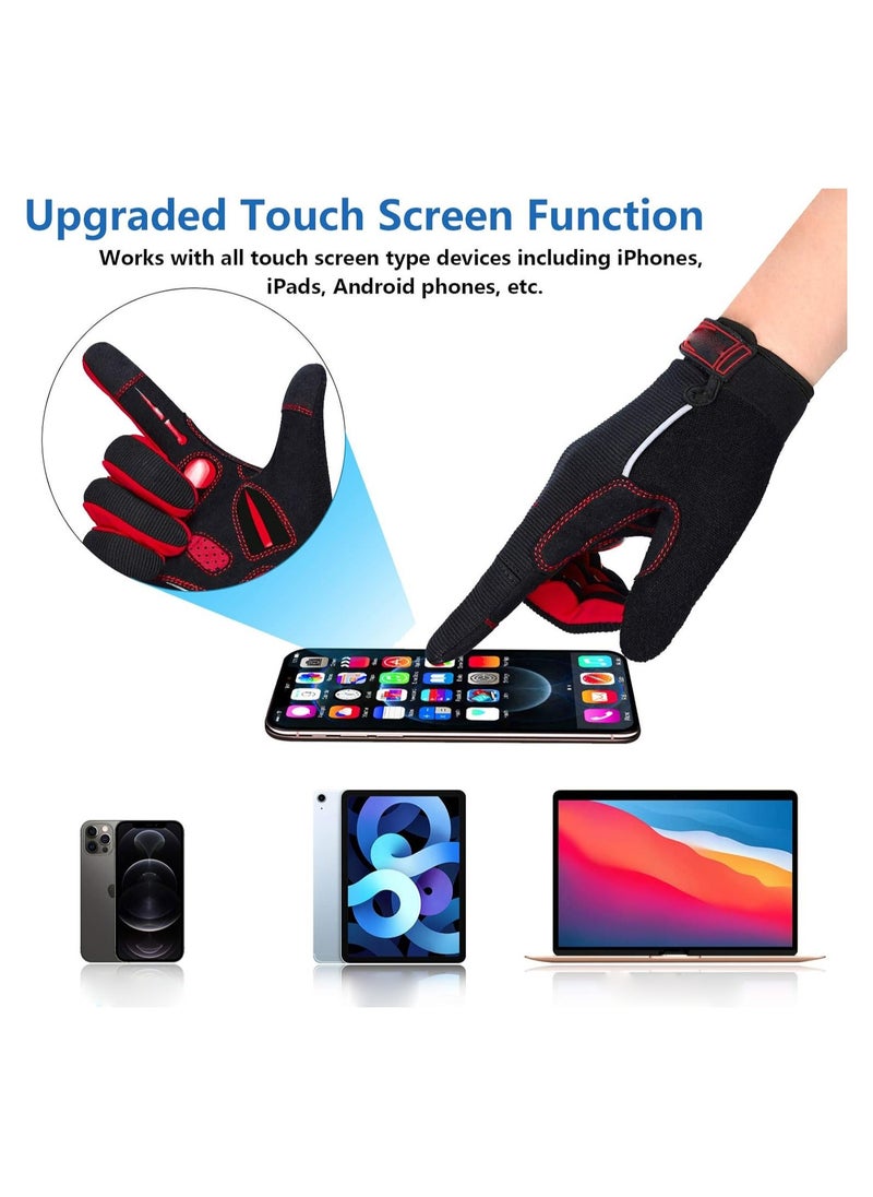 Full Finger Mountain Bike Gloves for Men and Women, 5MM SBR + Liquid Gel Padded, Anti-Slip Shock-Absorbing Touchscreen Cycling Gloves, Ideal for MTB Riding.