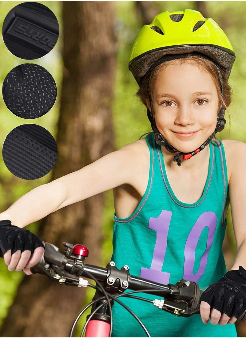 Kids Fingerless Cycling Gloves Mittens Breathable Non Slip Half Finger Bike Riding Shockproof Sports Training UV Protection Outdoor Skateboard for Boys Girls 6-10 Years