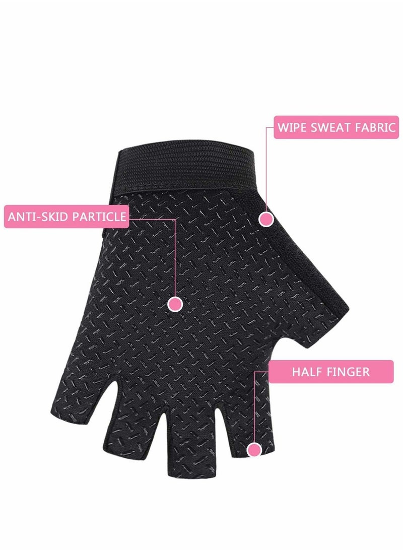 Kids Fingerless Cycling Gloves Children Half Finger Sport Breathable Non-Slip Shock-Absorbing Child Riding Bike for Girl Boy Fishing Roller Skating Hunting Climbing (Pink)