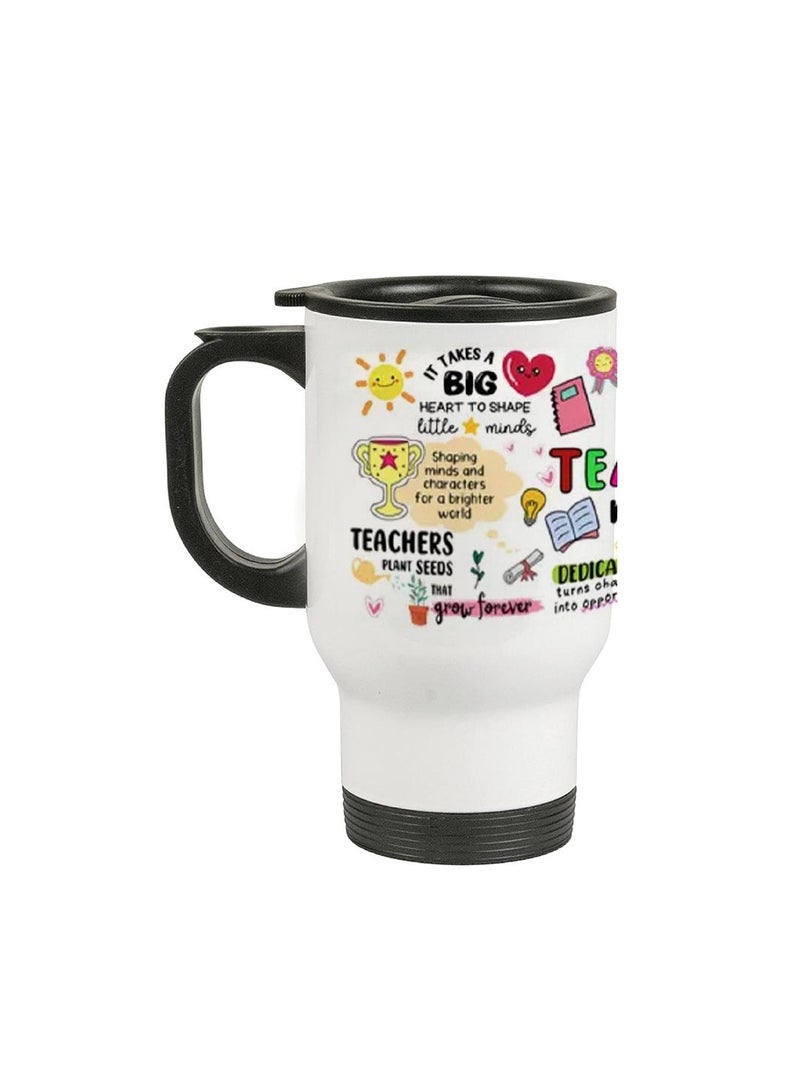 Teachers Appreciation Gift-Stainless Steel Travel Mug World Teachers Day-Teachers Day Gifts-Thank You Teachers Day Gift Idea-Celebrate Teachers Day With This Travel Mug-14 oz