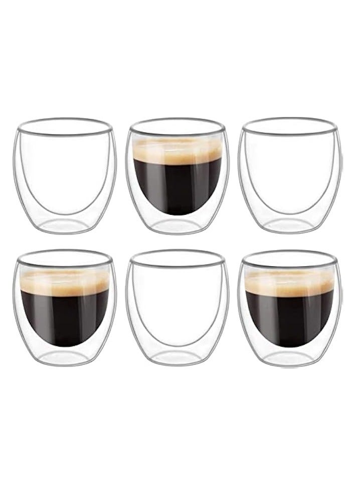 Best-encounter 6 Pieces Double Wall Glasses Coffee Cup (Medium)