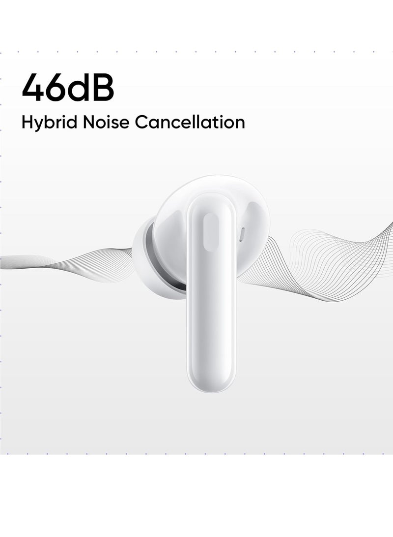 Buds T310 Truly Wireless in-Ear Earbuds with 46dB Hybrid ANC, 12.4mm Dynamic Bass Driver, Upto 40Hrs Battery and Fast Charging Agile White