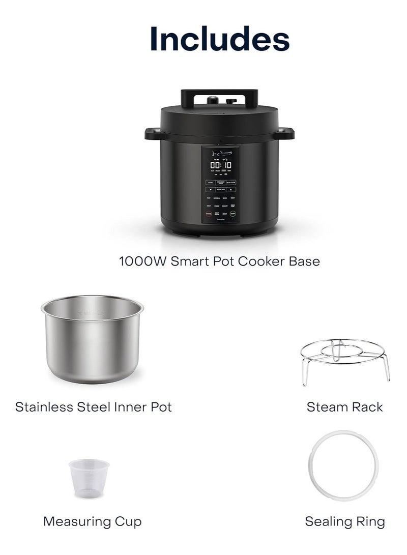 Smart Pot 9 In 1 Electric Pressure Cooker Slow Cooker Rice Cooker Steamer Sauté Pot Yogurt Maker & More12 Smart Programs With New Smart Lid Tempered Glass Lid