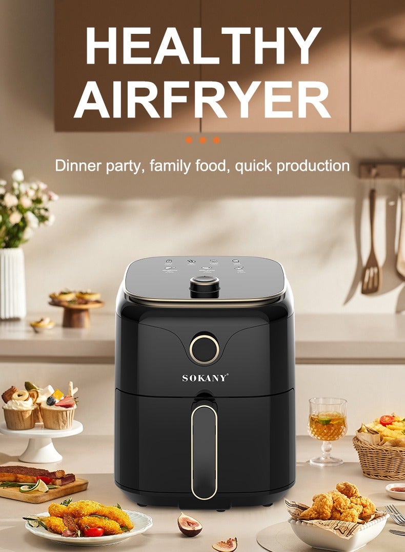 Air Fryer With Adjustable Temperature Control, Overheating Protection And Cool Touch Handle 4.5L 1400W SK-10026 Black