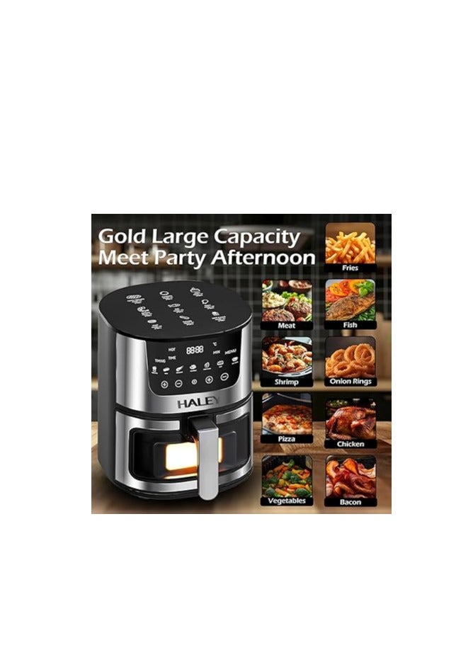 Wtrtr HALEY Air Fryer 7L with Window, 2000W stainless steel air fryer oven led touch screen oilless, ptfe free, dishwasher safe,2 Years Warranty (7L)